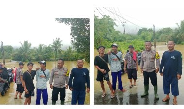 Polsek Ciemas Polres Sukabumi Laksanakan Pengecekan Lokasi Banjir, Pastikan Warga selamat dan hati hati