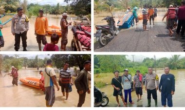 Kapolsek Ciemas Terjun Langsung, Lokasi Banjir di wilayahnya, pastikan Masyarakat aman