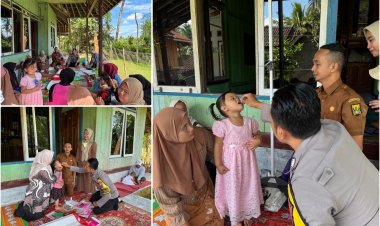 Bhabinkamtibmas Polsek Kalibunder di Desa Cimahpar Dampingi Kegiatan Posyandu Cendrawasih